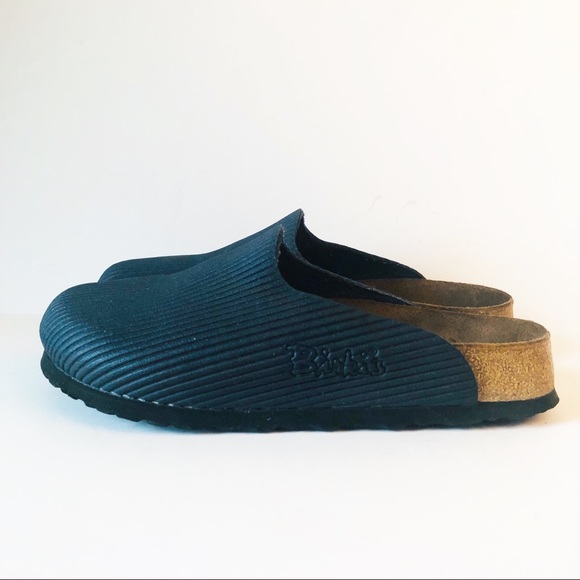 Birkenstock Shoes - Birki’s navy ribbed leather mules